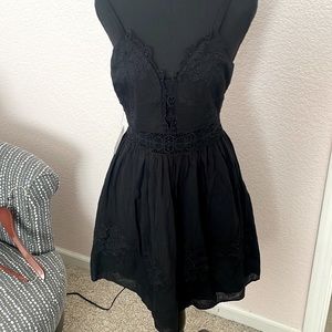 NWT Express, linen and lace black dress